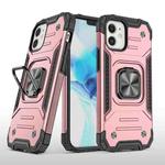 For iPhone 12 mini Magnetic Armor Shockproof TPU + PC Case with Metal Ring Holder (Rose Gold)