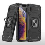 For iPhone XS Max Magnetic Armor Shockproof TPU + PC Case with Metal Ring Holder(Black)