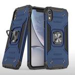 For iPhone XR Magnetic Armor Shockproof TPU + PC Case with Metal Ring Holder(Blue)