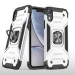 For iPhone XR Magnetic Armor Shockproof TPU + PC Case with Metal Ring Holder(Silver)