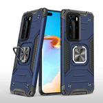 For Huawei P40 Pro Magnetic Armor Shockproof TPU + PC Case with Metal Ring Holder(Blue)