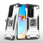 For Huawei P40 Pro Magnetic Armor Shockproof TPU + PC Case with Metal Ring Holder(Silver)