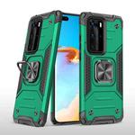 For Huawei P40 Pro Magnetic Armor Shockproof TPU + PC Case with Metal Ring Holder(Deep Green)