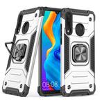 For Huawei Nova 4e / P30 Lite Magnetic Armor Shockproof TPU + PC Case with Metal Ring Holder(Silver)