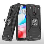 For Xiaomi Redmi 8 Magnetic Armor Shockproof TPU + PC Case with Metal Ring Holder(Black)