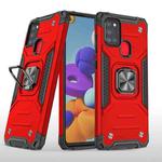 For Samsung Galaxy A21s Magnetic Armor Shockproof TPU + PC Case with Metal Ring Holder(Red)