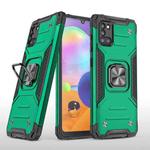 For Samsung Galaxy A31 Magnetic Armor Shockproof TPU + PC Case with Metal Ring Holder(Dark Green)