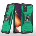 For Samsung Galaxy Note20 Magnetic Armor Shockproof TPU + PC Case with Metal Ring Holder(Dark Green)