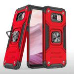 For Samsung Galaxy S8+ Magnetic Armor Shockproof TPU + PC Case with Metal Ring Holder(Red)