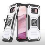 For Samsung Galaxy S8+ Magnetic Armor Shockproof TPU + PC Case with Metal Ring Holder(Silver)