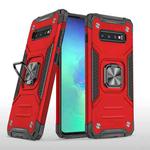 For Samsung Galaxy S10 Magnetic Armor Shockproof TPU + PC Case with Metal Ring Holder(Red)