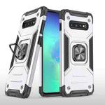 For Samsung Galaxy S10+ Magnetic Armor Shockproof TPU + PC Case with Metal Ring Holder(Silver)