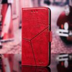 For iPhone 12 mini Geometric Stitching Horizontal Flip TPU + PU Leather Case with Holder & Card Slots & Wallet (Red)