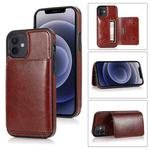 For iPhone 12 mini Shockproof PU + TPU Protective Case with Card Slots & Holder (Brown)
