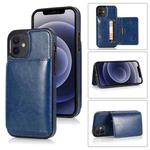 For iPhone 12 mini Shockproof PU + TPU Protective Case with Card Slots & Holder (Blue)