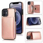 For iPhone 12 mini Shockproof PU + TPU Protective Case with Card Slots & Holder (Rose Gold)