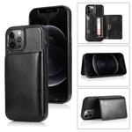 For iPhone 12 Pro Max Shockproof PU + TPU Protective Case with Card Slots & Holder(Black)