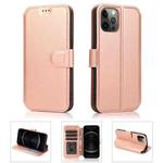 For iPhone 12 / 12 Pro Shockproof PU + TPU Leather Case with Card Slots & Holder & Photo Frame & Wallet(Rose Gold)