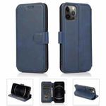 For iPhone 12 / 12 Pro Shockproof PU + TPU Leather Case with Card Slots & Holder & Photo Frame & Wallet(Blue)