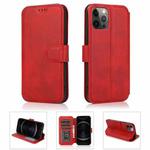 For iPhone 12 Pro Max Shockproof PU + TPU Leather Case with Card Slots & Holder & Photo Frame & Wallet(Red)