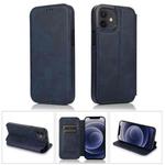 For iPhone 12 mini Strong Magnetic Closure PU + TPU Leather Case with Card Slots & Holder (Blue)