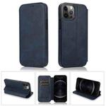 For iPhone 12 / 12 Pro Strong Magnetic Closure PU + TPU Leather Case with Card Slots & Holder(Blue)