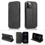 For iPhone 12 Pro Max Strong Magnetic Closure PU + TPU Leather Case with Card Slots & Holder(Black)