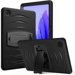 For Samsung Galaxy Tab A7 (2020) T500/T505 Wave Texture Series PC + Silicone Protective Case with Holder(Black)