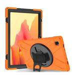 For Samsung Galaxy Tab A7 (2020) T500/T505 360 Degree Rotation PC + Silicone Protective Case with Holder & Hand-strap(Orange)