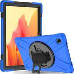 For Samsung Galaxy Tab A7 (2020) T500/T505 360 Degree Rotation PC + Silicone Protective Case with Holder & Hand-strap(Blue)