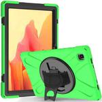 For Samsung Galaxy Tab A7 (2020) T500/T505 360 Degree Rotation PC + Silicone Protective Case with Holder & Hand-strap(Green)