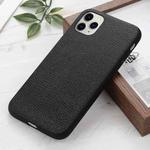 For iPhone 12 Pro Max Litchi Texture Genuine Leather Folding Protective Case(Black)