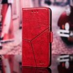 For OPPO Realme C3 (3 cameras) / Narzo 20A Geometric Stitching Horizontal Flip TPU + PU Leather Case with Holder & Card Slots & Wallet(Red)