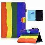 For Amazon Kindle Fire HD8 (2020) Colored Drawing Horizontal Flip Leather Case with Holder & Card Slots & Sleep / Wake-up Function(Rainbow)
