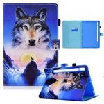 For Samsung Galaxy Tab S8 / Galaxy Tab S7 T870 / T875 Colored Drawing Horizontal Flip Leather Case with Holder & Card Slots & Sleep / Wake-up Function(Wolf)