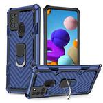 For Samsung Galaxy A21s Cool Armor PC + TPU Shockproof Case with 360 Degree Rotation Ring Holder(Blue)