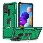 For Samsung Galaxy A21s Cool Armor PC + TPU Shockproof Case with 360 Degree Rotation Ring Holder(Dark Green)