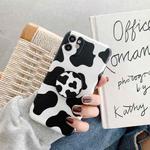 For iPhone 12 Precision Hole Shockproof Protective Case with Holder(Milk Cow)