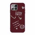 For iPhone 12 / 12 Pro Enjoy Smiley Heart Pattern Shockproof TPU Case(Wine Red)