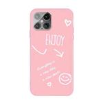 For iPhone 12 Pro Max Enjoy Smiley Heart Pattern Shockproof TPU Case(Pink)
