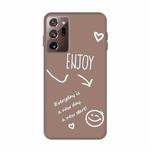 For Samsung Galaxy Note20 Ultra Enjoy Smiley Heart Pattern Shockproof TPU Case(Khaki)