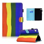 For Huawei MatePad T8 Colored Drawing Horizontal Flip Leather Case with Holder & Card Slots(Rainbow)