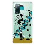 For Samsung Galaxy S20 FE Shockproof Painted Transparent TPU Protective Case(Stair Cat)