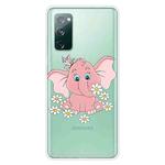 For Samsung Galaxy S20 FE Shockproof Painted Transparent TPU Protective Case(Pink Elephant)