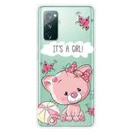 For Samsung Galaxy S20 FE Shockproof Painted Transparent TPU Protective Case(Cute Cat)
