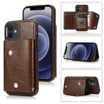 For iPhone 12 mini Shockproof PU + TPU Leather Case with Card Slots & Holder & Photo Frame & Wallet & Lanyard (Brown)