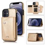 For iPhone 12 mini Shockproof PU + TPU Leather Case with Card Slots & Holder & Photo Frame & Wallet & Lanyard (Gold)