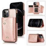 For iPhone 12 / 12 Pro Shockproof PU + TPU Leather Case with Card Slots & Holder & Photo Frame & Wallet & Lanyard(Rose Gold)