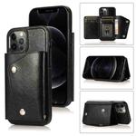 For iPhone 12 Pro Max Shockproof PU + TPU Leather Case with Card Slots & Holder & Photo Frame & Wallet & Lanyard(Black)