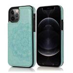 For iPhone 12 / 12 Pro Double Buckle Mandala Pattern PU+TPU Protective Case with Card Slots & Holder & Photo Frame(Green)